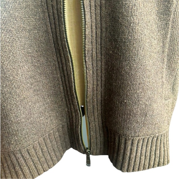 Banana Republic Extra-Fine Merino Wool Zip Taupe Brown Cardigan Sweater XL - Picture 6 of 11